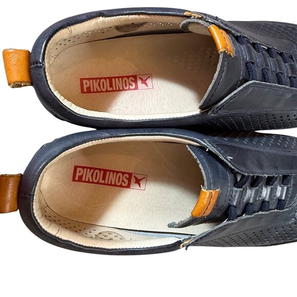 Pikolinos Mens Perforated Leather Slip-On Shoes Navy EU 45 Casual Comfort